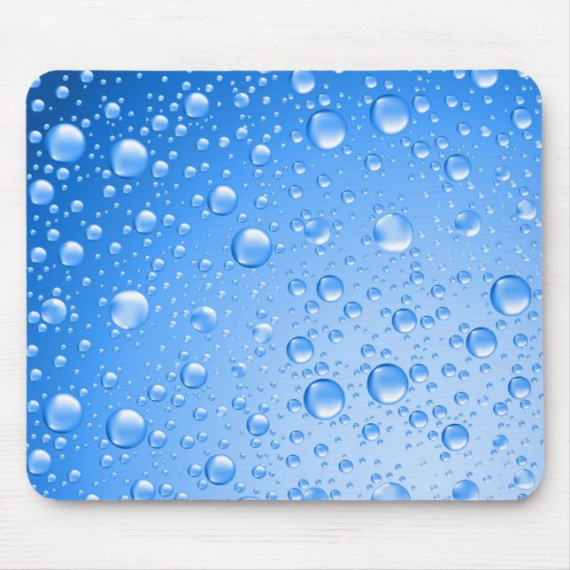 Metallic Sky Blue Rain Drops Mouse Mat (Front)