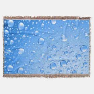 Metallic Sky Blue Rain Drops Throw Blanket