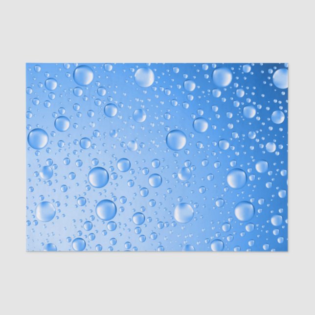 Metallic Sky Blue Rain Drops Tissue Paper (Front)