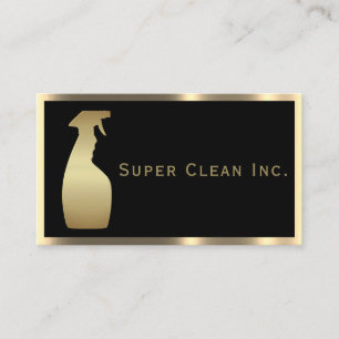 Metallic Spray Bottle Luxury Cleaning Services Business Card