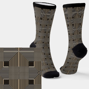 Metallic Squares Geometric  Effect Look Grey Socks