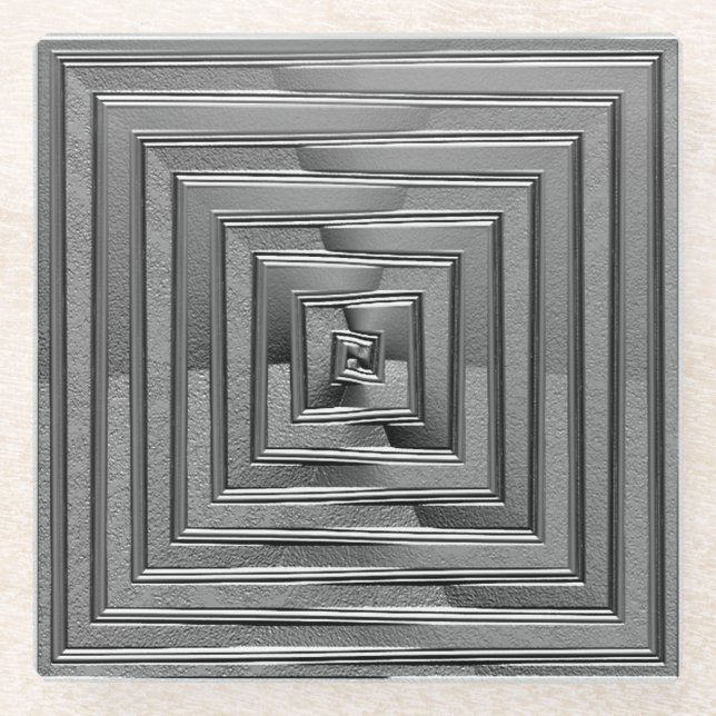 Metallic Squares Glass Coaster (Front)