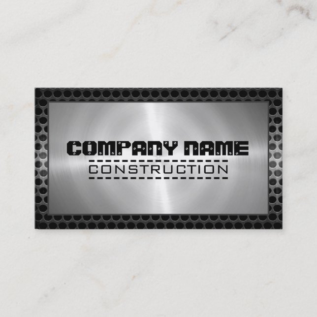 Metallic Stainless Metal Modern Steel Border #6 Business Card (Front)