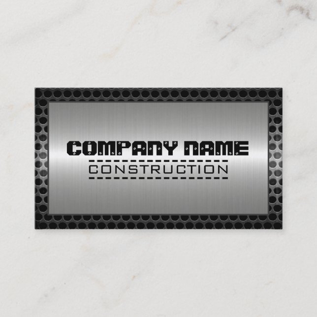 Metallic Stainless Metal Steel Border #3 Business Card (Front)