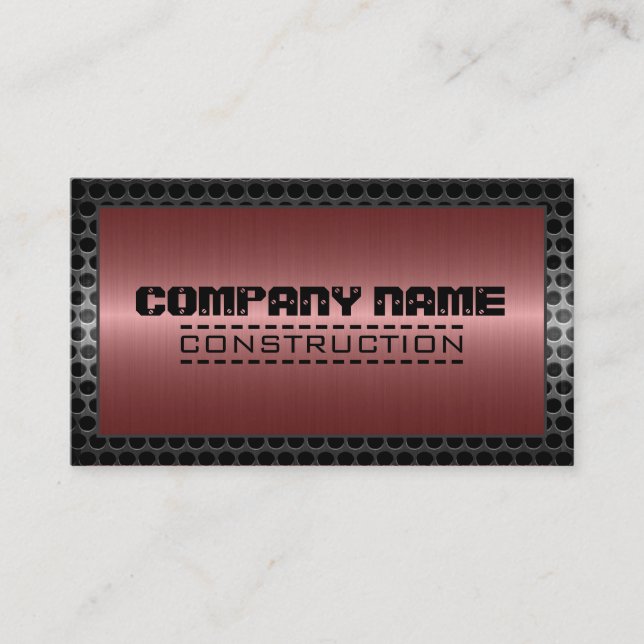 Metallic Stainless Metal Steel Border #8 Business Card (Front)