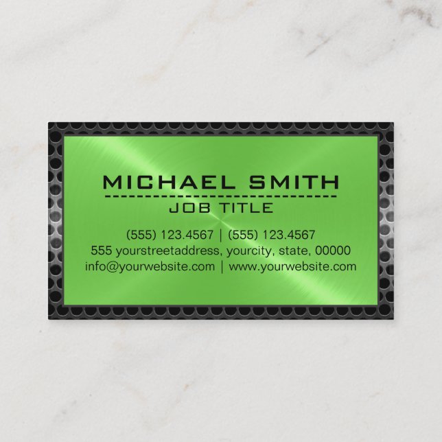 Metallic Stainless Metal Steel Border Look #39 Bus Business Card (Back)