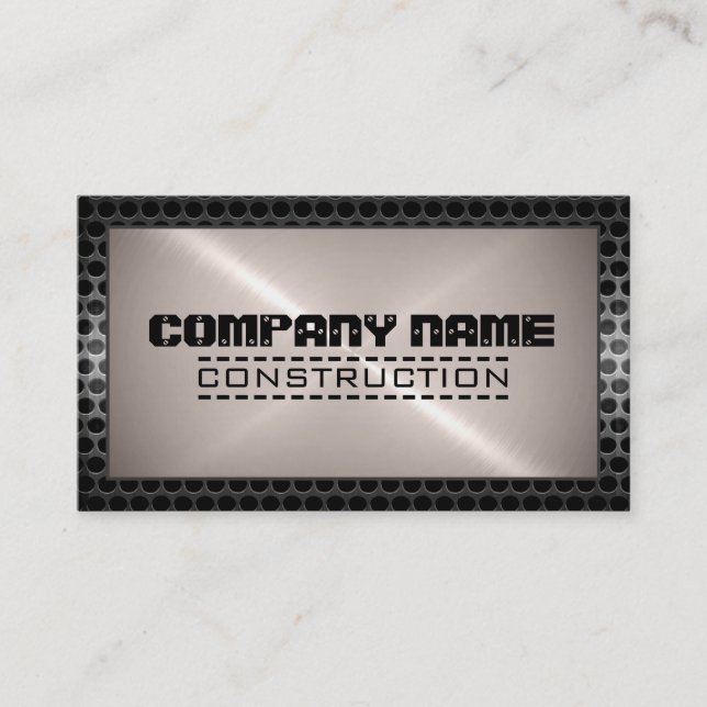 Metallic Stainless Metal Steel Border Look #43 Business Card (Front)