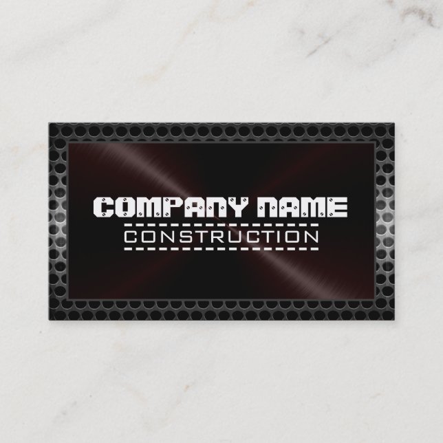 Metallic Stainless Metal Steel Border Look #50 Business Card (Front)