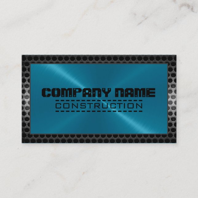 Metallic Stainless Metal Steel Border Look #9 Business Card (Front)