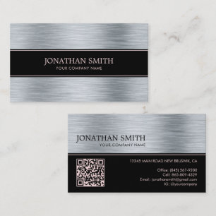 Metallic Stainless Steel Pale Pink QR Code Business Card