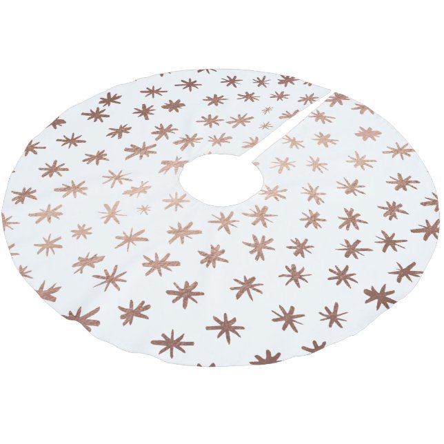 Metallic stars - copper brushed polyester tree skirt (Angled)