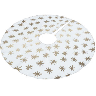 Metallic stars - gold brushed polyester tree skirt