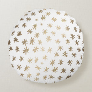 Metallic stars - gold round cushion