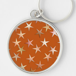 Metallic stars, pale gold and copper shades key ring