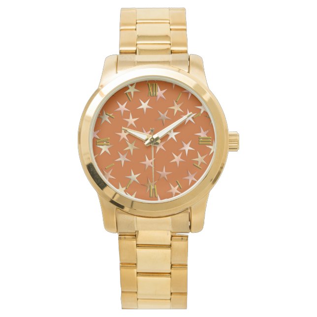Metallic stars, pale gold and copper shades watch (Front)