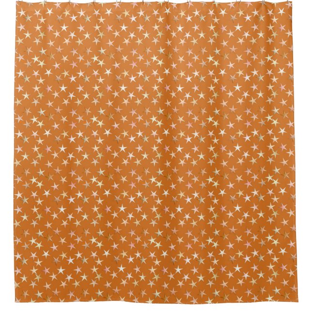 Metallic stars, pale gold and copper shower curtain (Front)