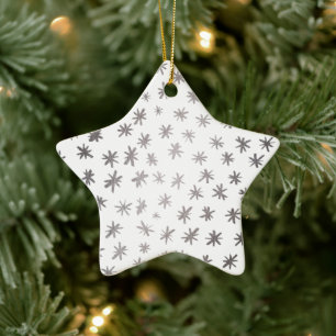 Metallic stars - silver ceramic tree decoration