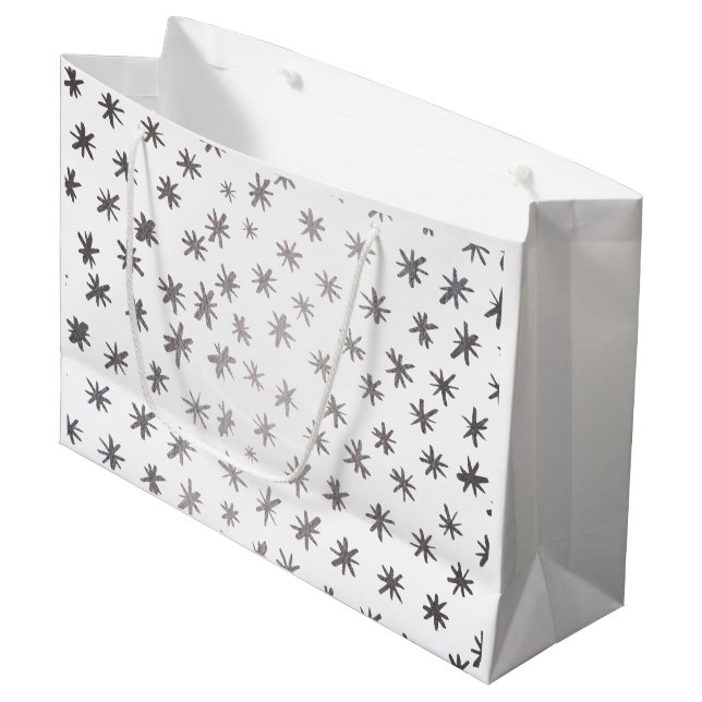 Metallic stars - silver large gift bag (Front Angled)