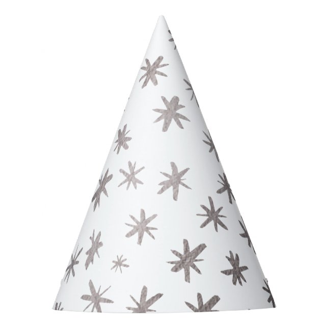 Metallic stars - silver party hat (Front)