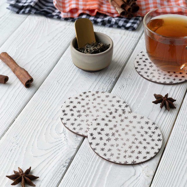 Metallic stars - silver round paper coaster (Creator Uploaded)