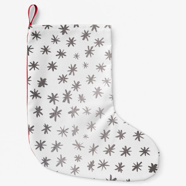 Metallic stars - silver small christmas stocking (Front)