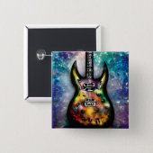 Metallic Steampunk Painted Guitar 15 Cm Square Badge (Front & Back)