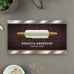 Metallic Steel Kitchen Rolling Pin Pastry Chef Business Card
