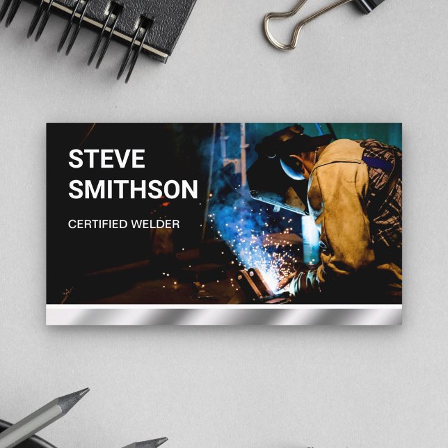 Metallic Steel Metal Works Welding Service Welder Business Card (Creator Uploaded)