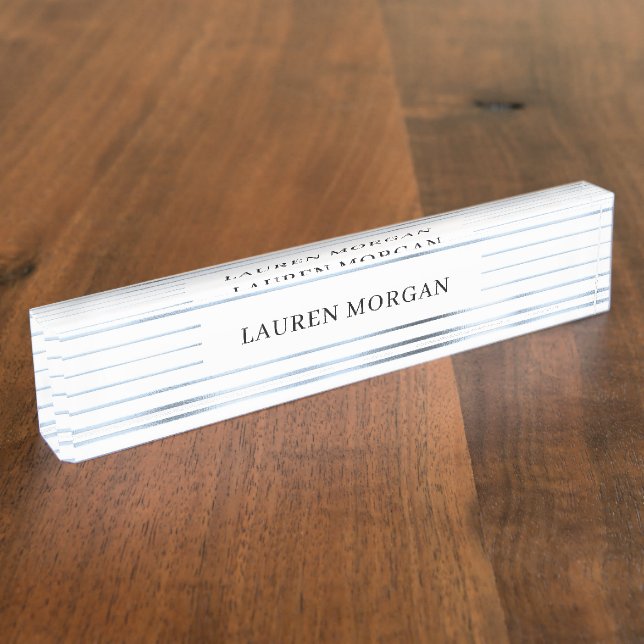 metallic stripes blue foil Desk Nameplate (Side)