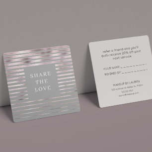 Metallic Stripes Rose Gold Modern Loyalty Card
