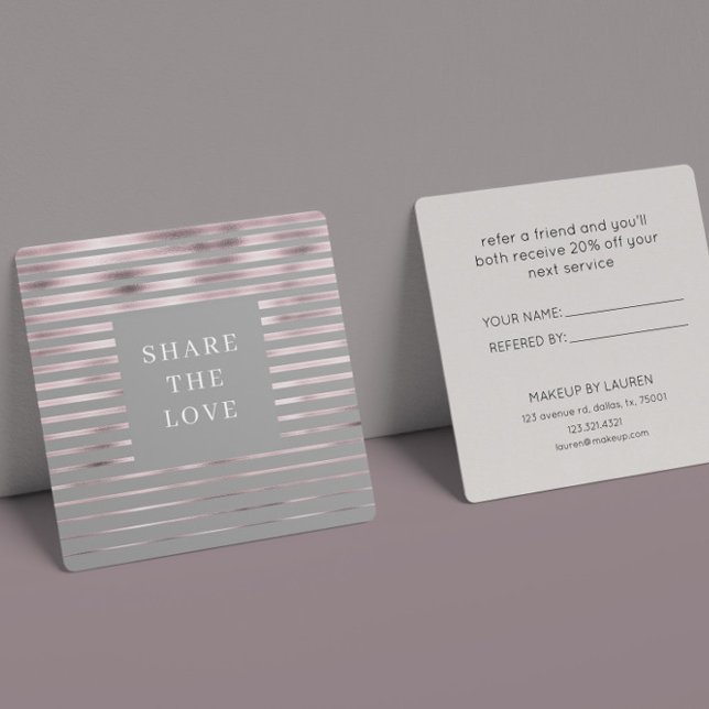 Metallic Stripes Rose Gold Modern Loyalty Card (Creator Uploaded)