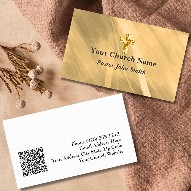 Metallic Style Church Pastor Christian Cross Business Card (Creator Uploaded)