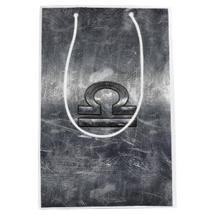Metallic Style Libra Zodiac Sign Medium Gift Bag