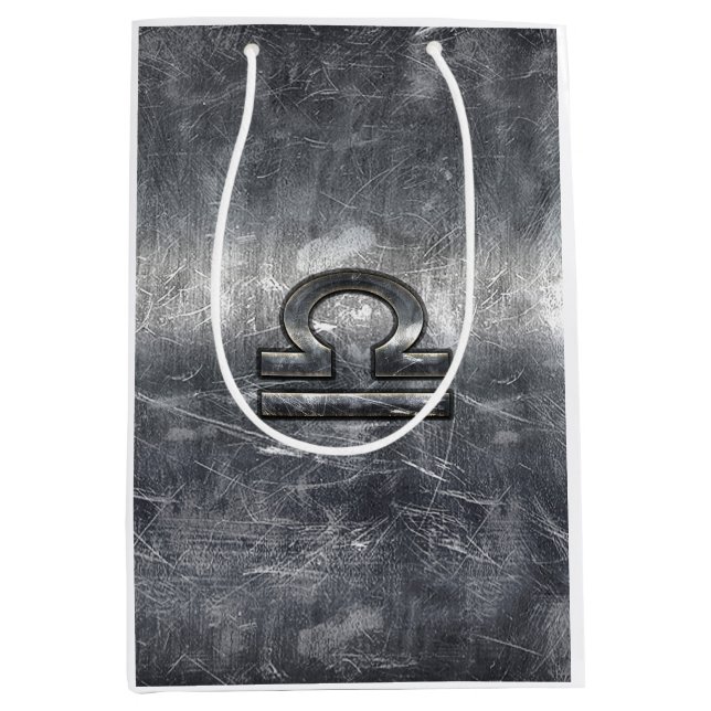 Metallic Style Libra Zodiac Sign Medium Gift Bag (Front)