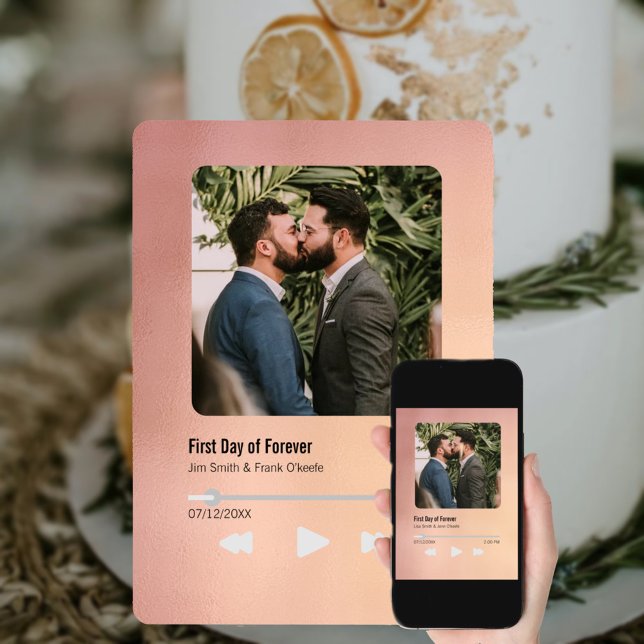 Metallic Sunset Music Player Wedding Invitation (Creator Uploaded)