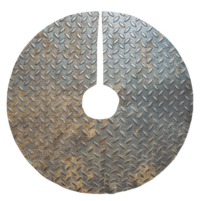 Metallic surface, reflective texture background. brushed polyester tree skirt (Front)