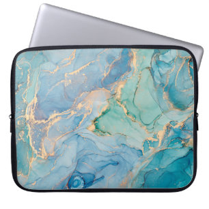 Metallic Swirls: Abstract Fluid Art Laptop Sleeve