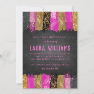 Metallic Tape Gold & Pink Birthday Invitation