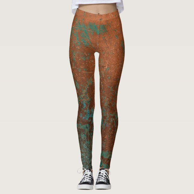 Metallic Teal and Copper Leggings (Front)