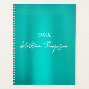 Metallic Teal Turquoise Signature Script  Planner