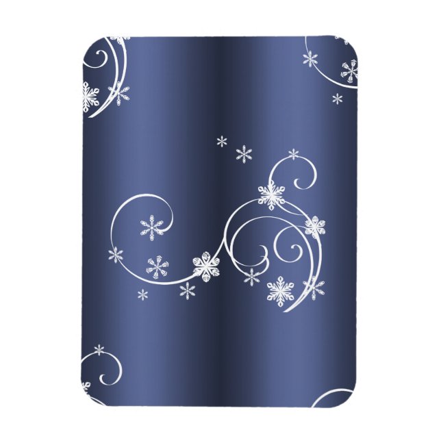 Metallic Teal, White Swirls Christmas Magnet (Vertical)