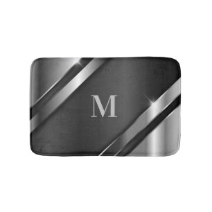 Metallic Texture Monogram Bath Mat