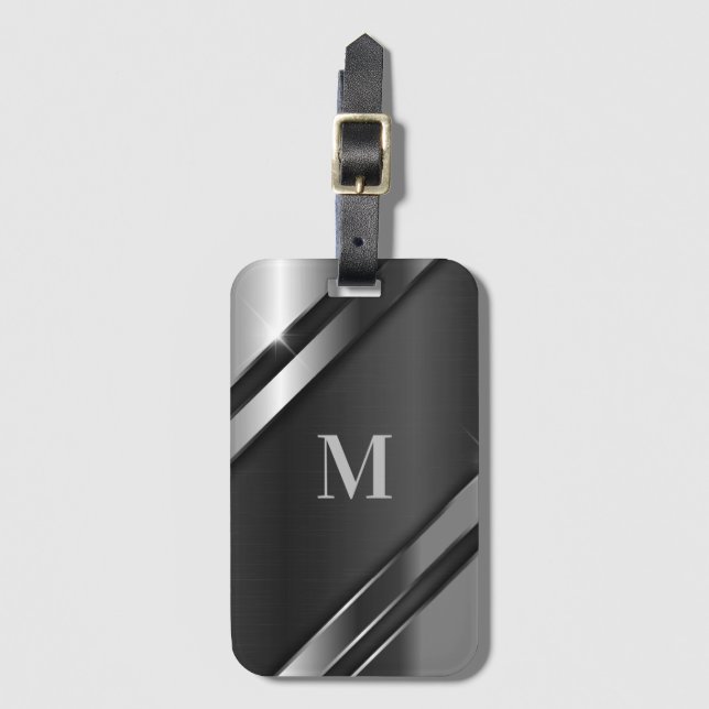 Metallic Texture Monogram Luggage Tag (Front Vertical)