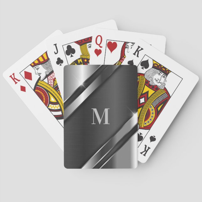 Metallic Texture Monogram Playing Cards (Back)