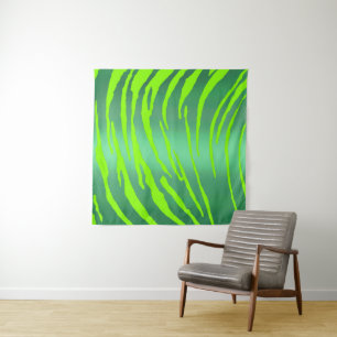 Metallic Tiger Stripes Greens Tapestry