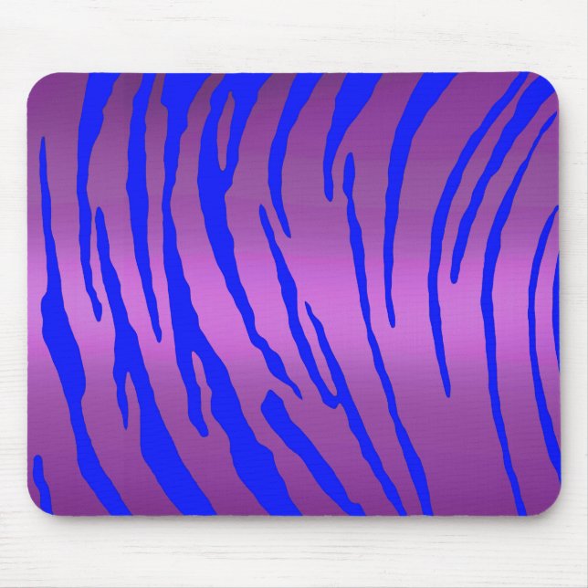 Metallic Tiger Stripes Pink Blue Mouse Mat (Front)