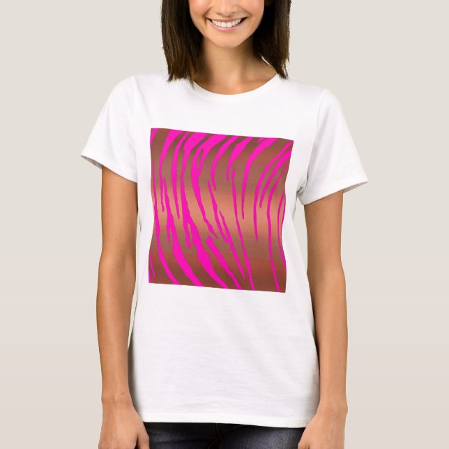 Metallic Tiger Stripes Pinks T-Shirt (Front)