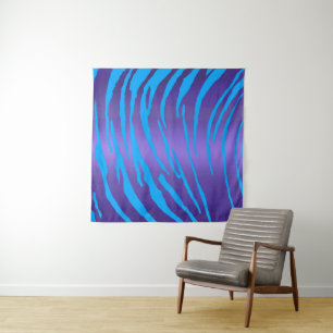 Metallic Tiger Stripes Purple Blue Tapestry