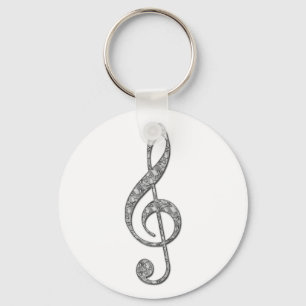 Metallic Treble Clef Key Ring