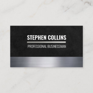 Metallic Trim   Black Texture Business Card